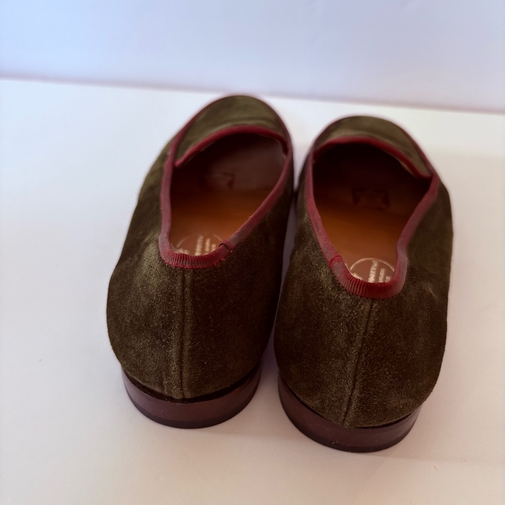 STUBBS&WOOTTON Green Pink Leather Suede Slip-On Loafers‎ Slippers 7 Men’s Yacht - Picture 5 of 7